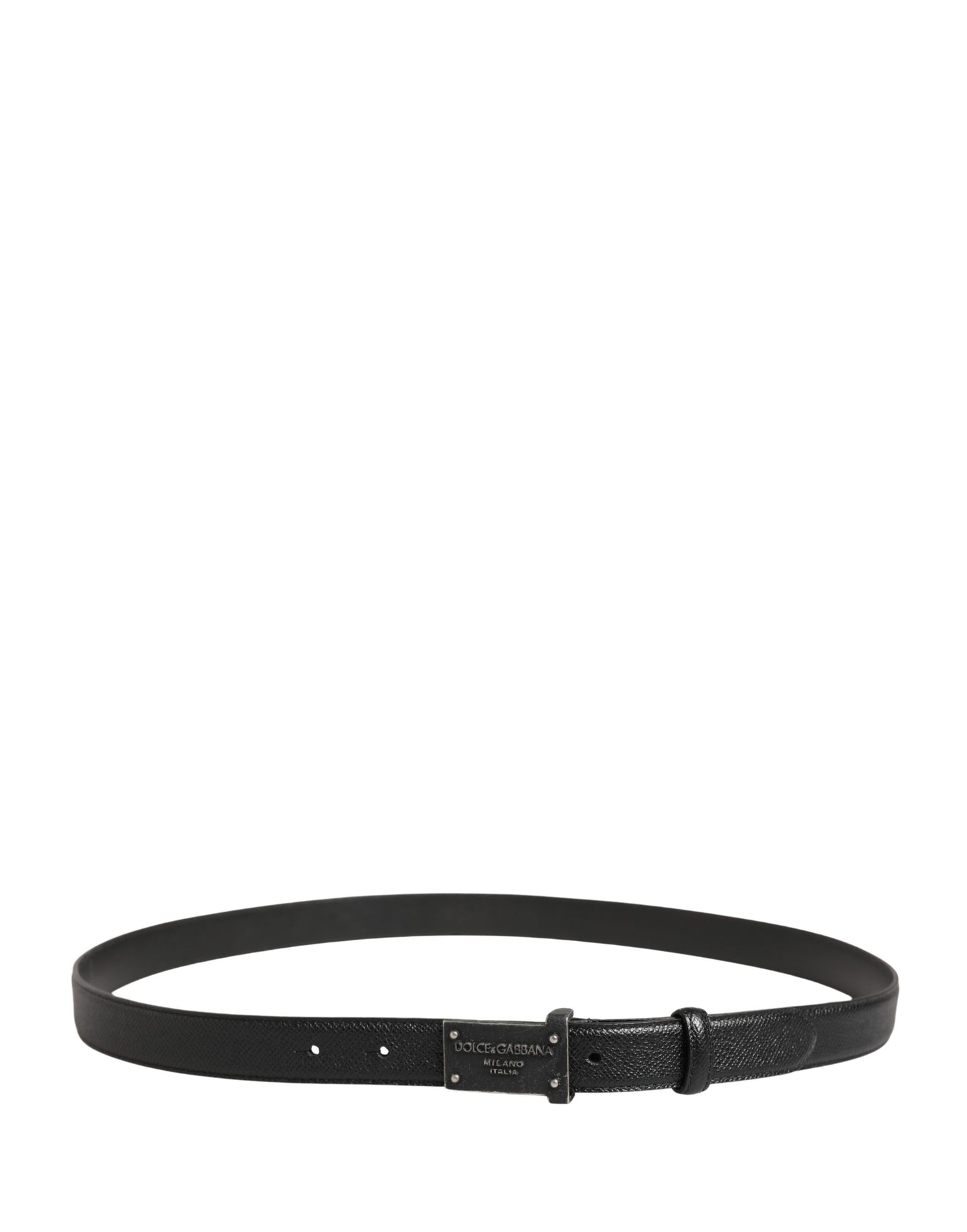 Men Black Calf Leather Logo Metal Buckle Belt