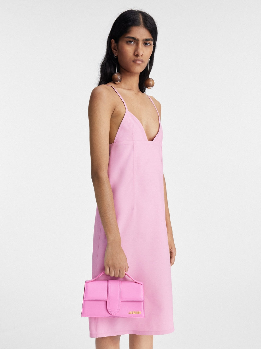 Neon Pink Leather Le Grand Bambino Handbag