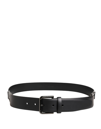 Men Black Classic Leather Metal Buckle Belt