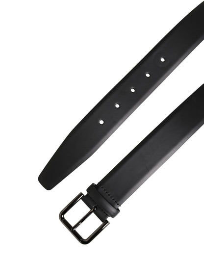 Men Black Classic Leather Metal Buckle Belt