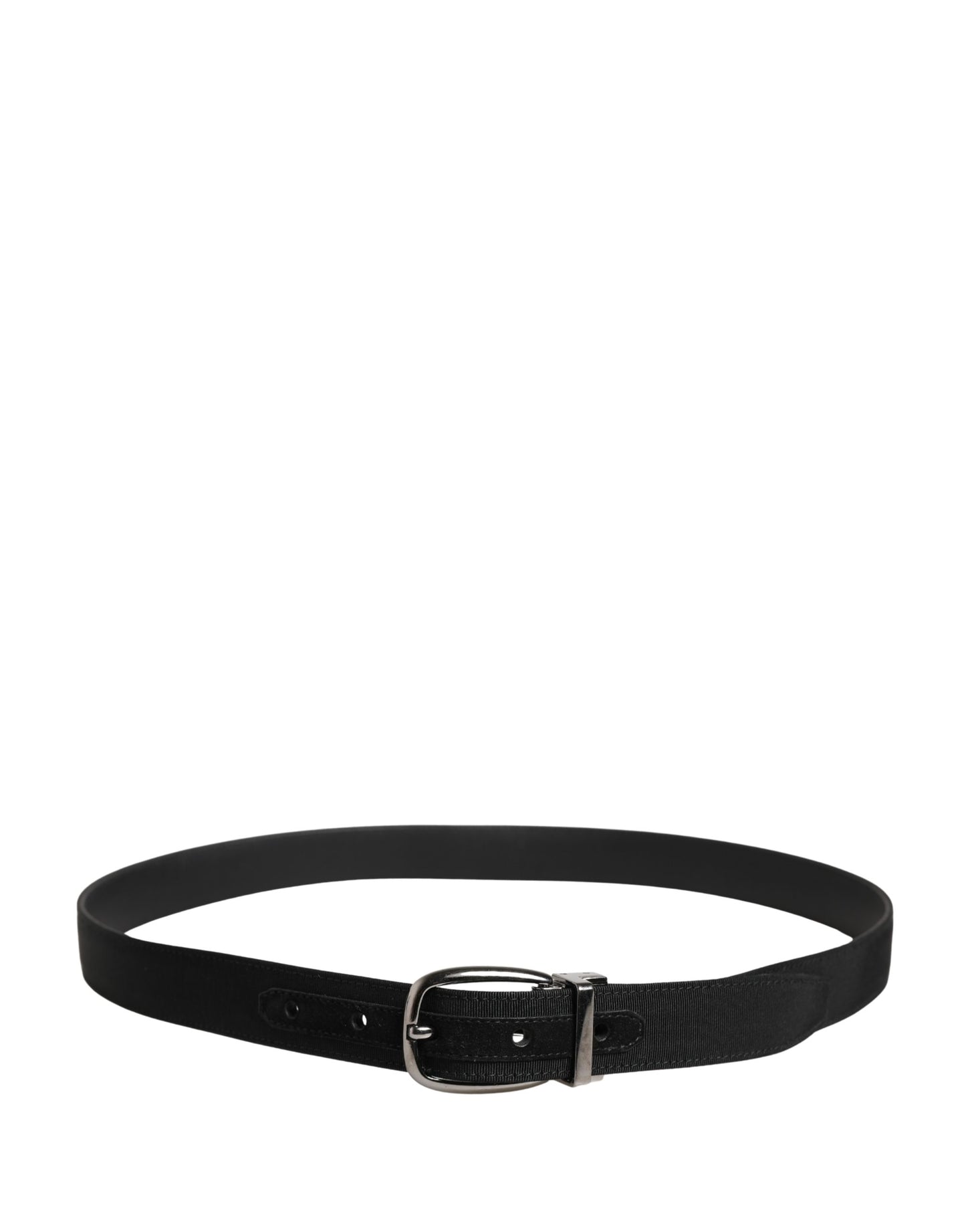 Men Black Viscose Silver Metal Buckle Belt