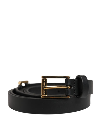 Men Black Leather Classic Metal Buckle Belt