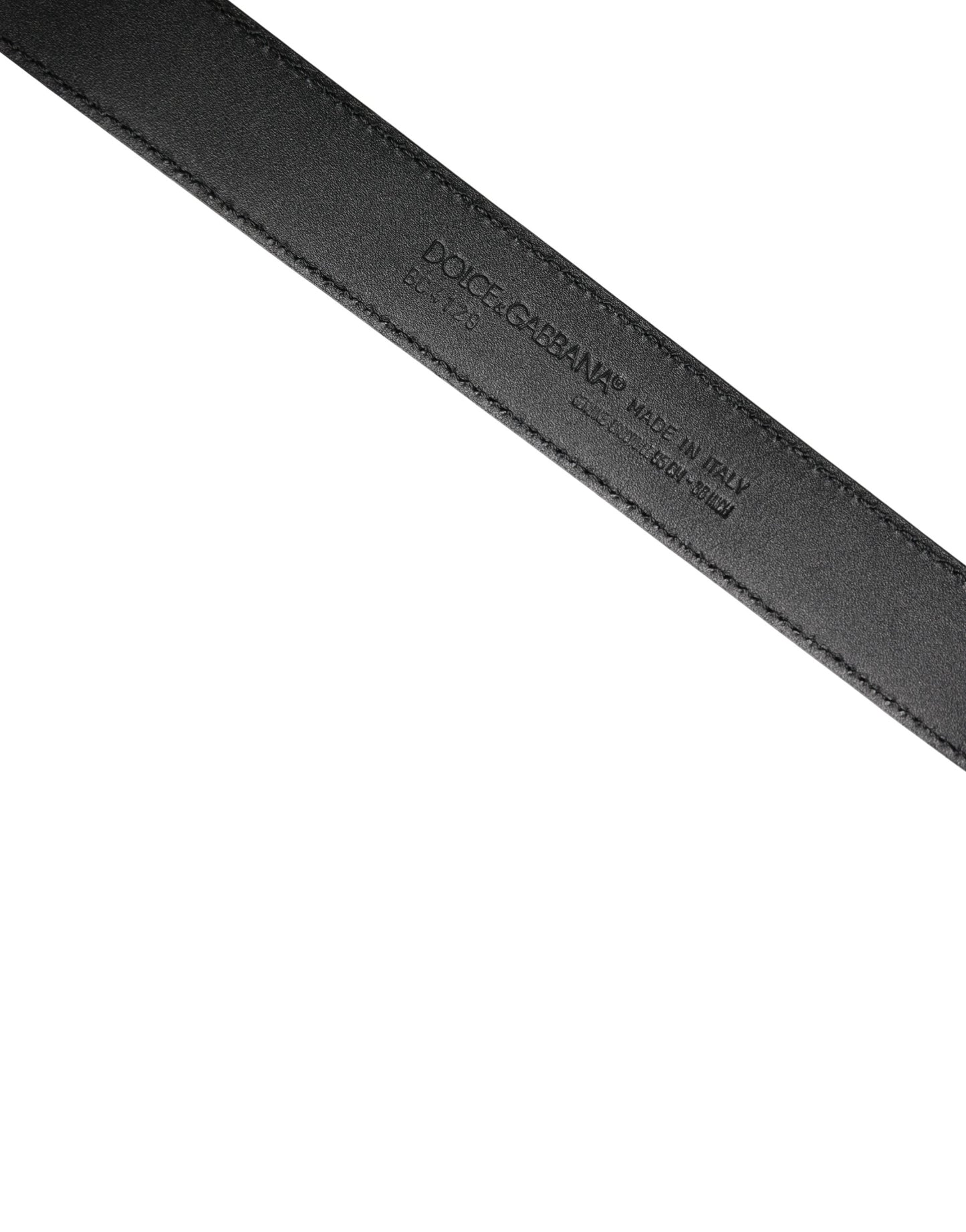 Men Black Exotic Leather Logo Buckle Belt