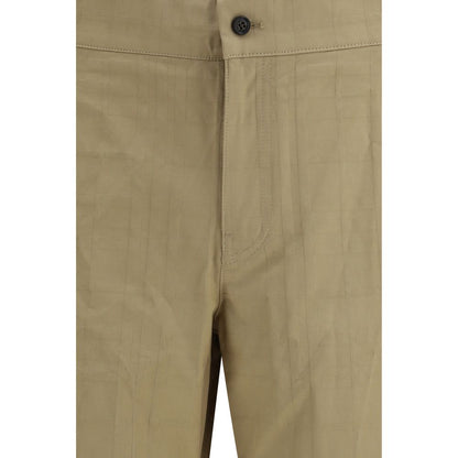 Beige Cotton Casual Pants