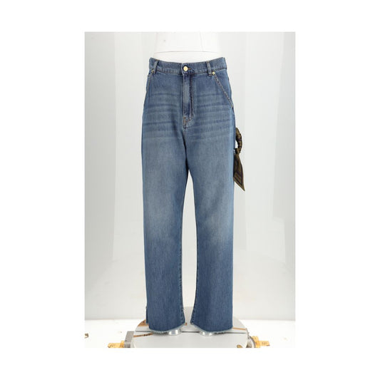 Blue Cotton Boyfriend Jeans