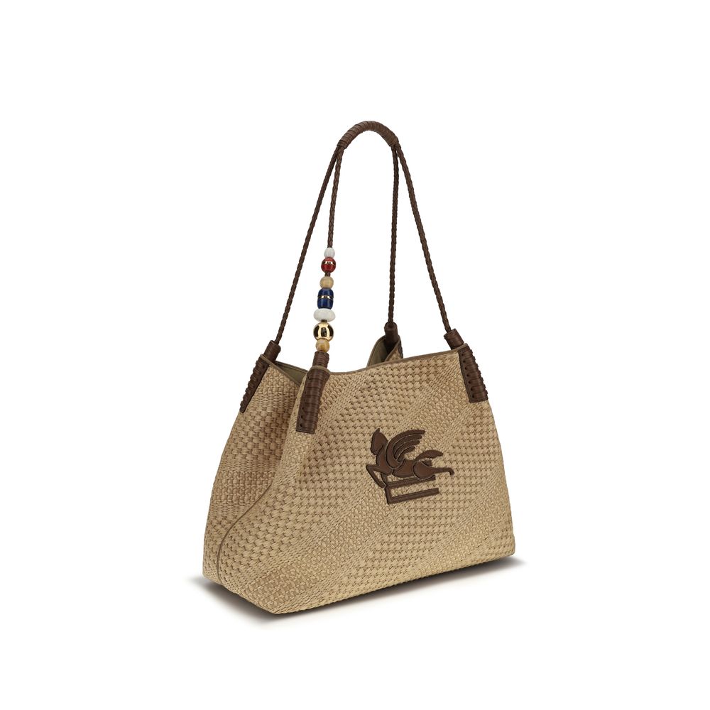Beige Raffia Shoulder Bag