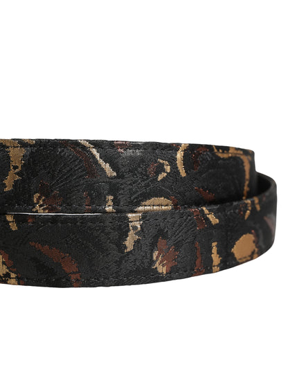 Multicolor Jacquard Silver Metal Buckle Belt