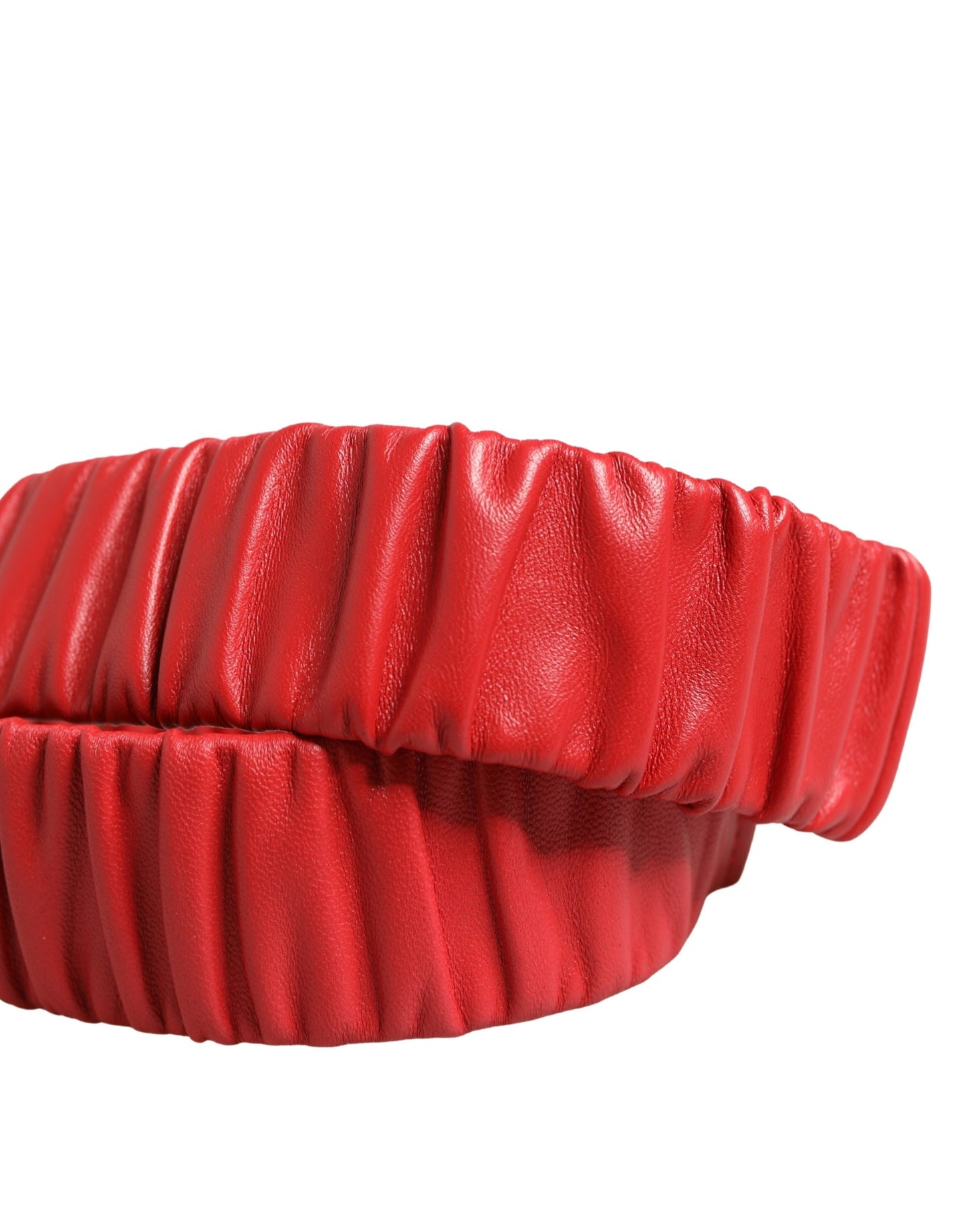 Red Leather Gold Heart Metal Buckle Belt