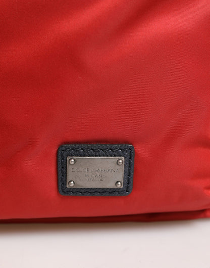 Red Nylon Multiple Compartments Tote Shoulder Borse Bag