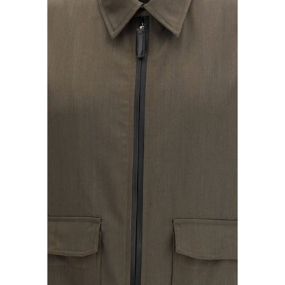 Bicolor Wool Full-Length Jacket