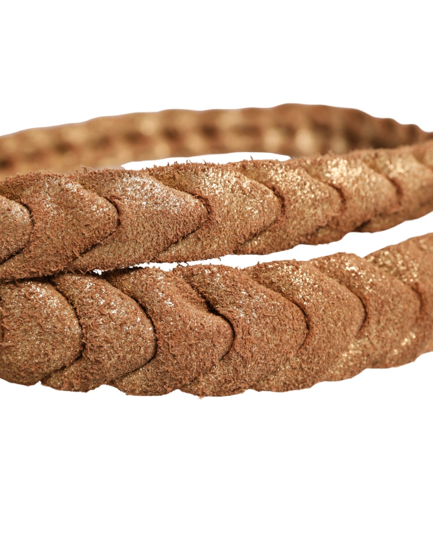 Brown Leather Braided Metal Buckle Belt