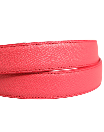 Pink Calf Leather Silver Metal Buckle Belt