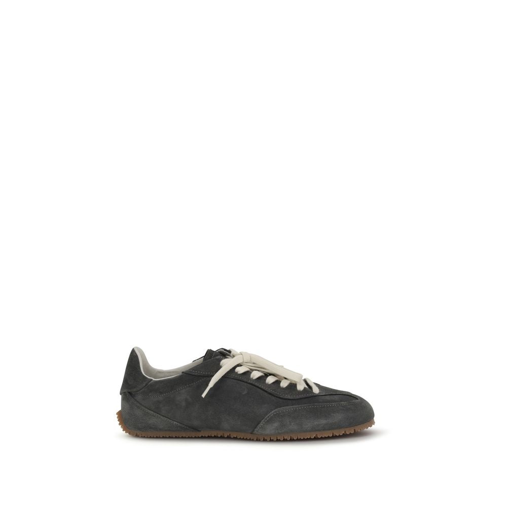 Gray Calf Leather Bos Taurus Low Top Sneakers