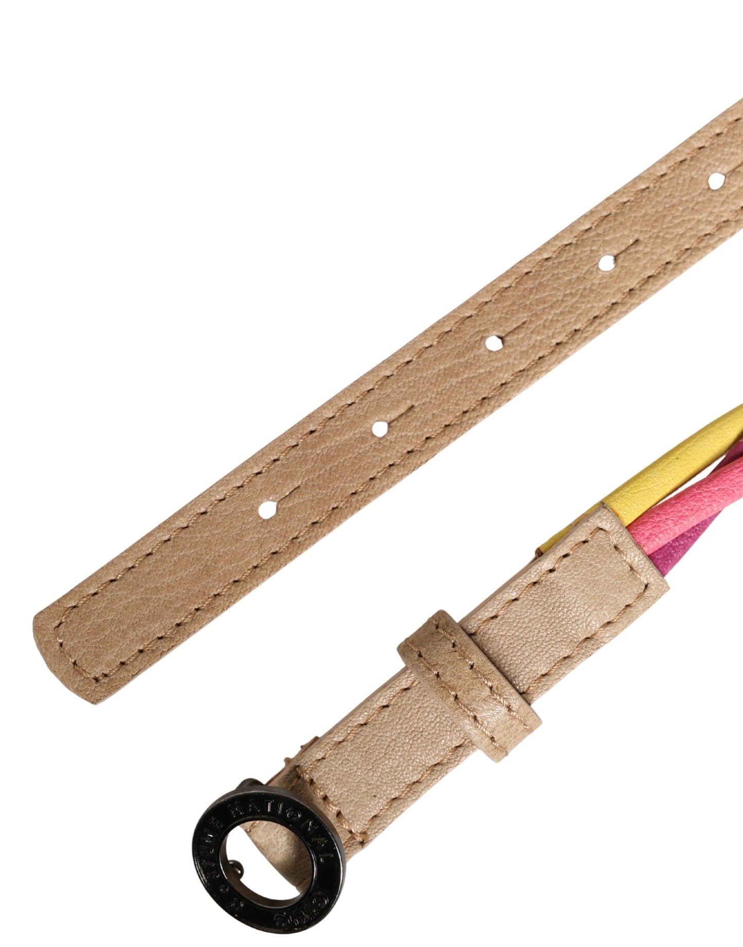 Multicolor Twisted Leather Circle Buckle Belt