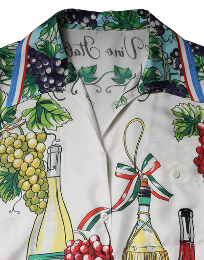 Multicolor Short Sleeve Silk Food Shirt Top