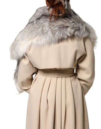 White Fox Fur Neck Wrap Warmer Winter Scarf