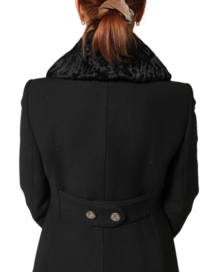 Black Lamb Fur Women Neck Warmer Winter Scarf
