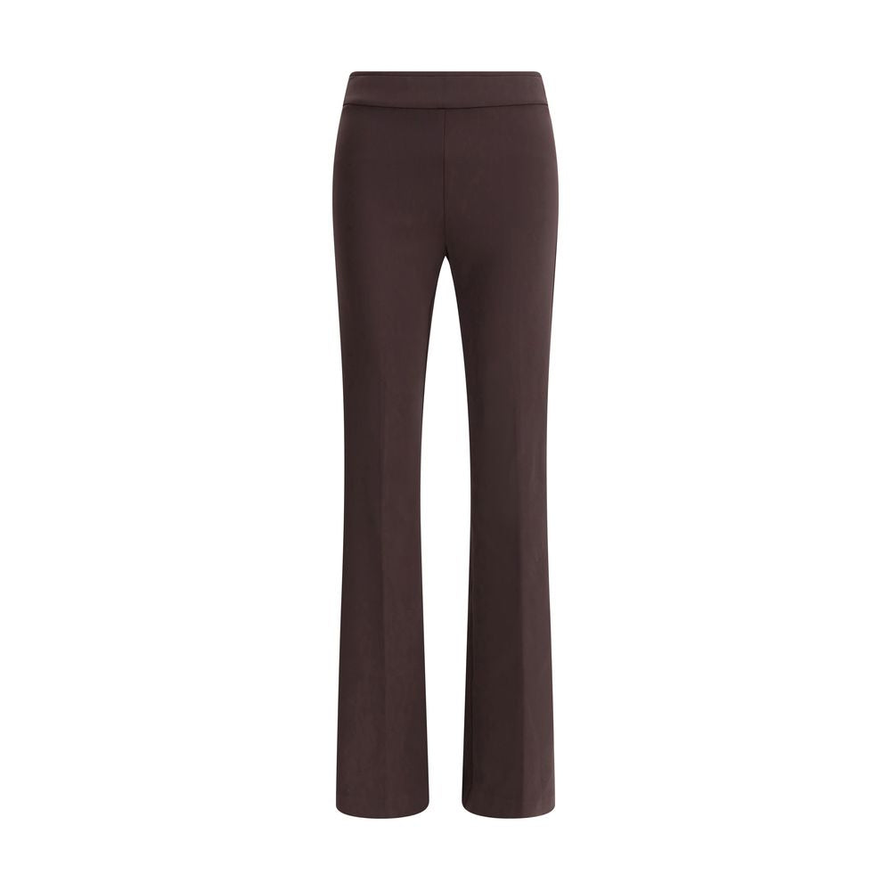 Brown Elastane Flared Pants