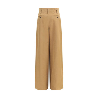 Beige Cotton Casual Pants