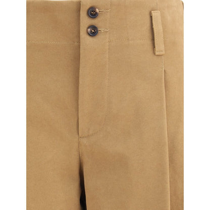 Beige Cotton Casual Pants