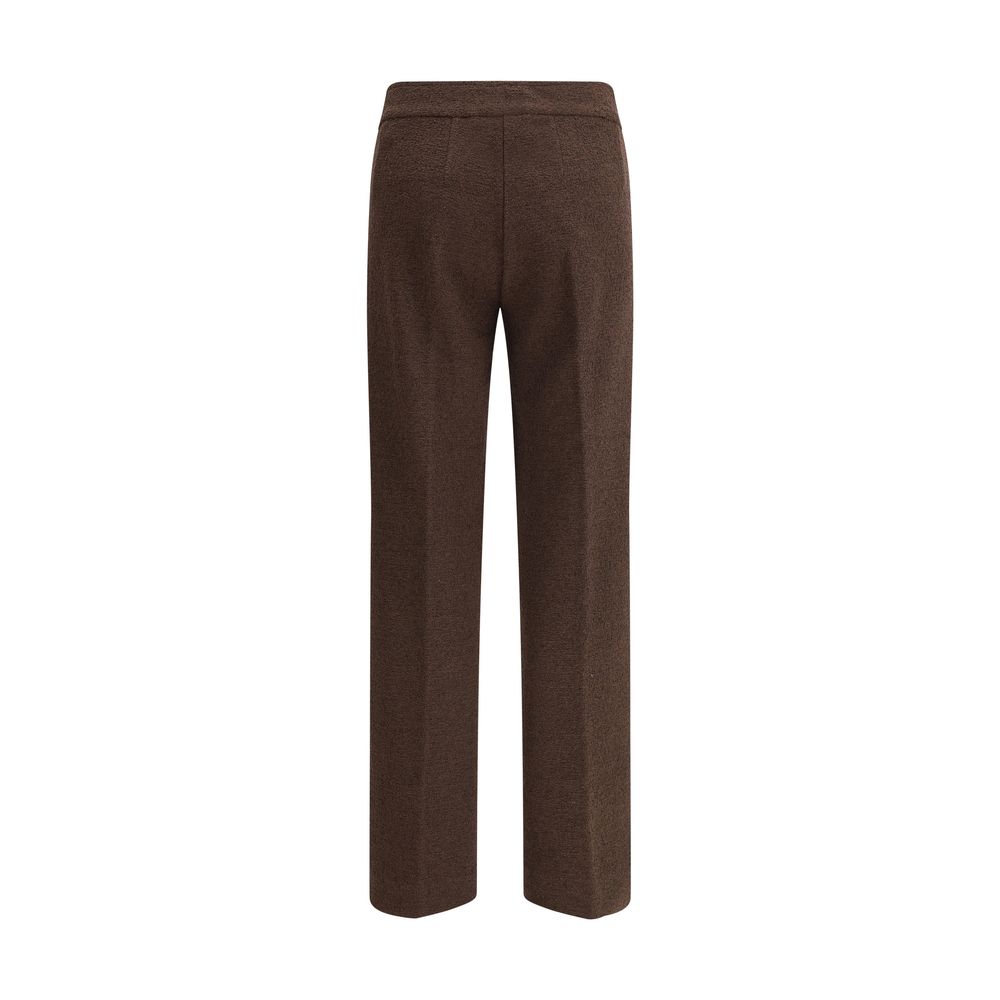 Brown Polyester Casual Pants