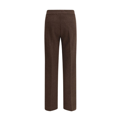 Brown Polyester Casual Pants