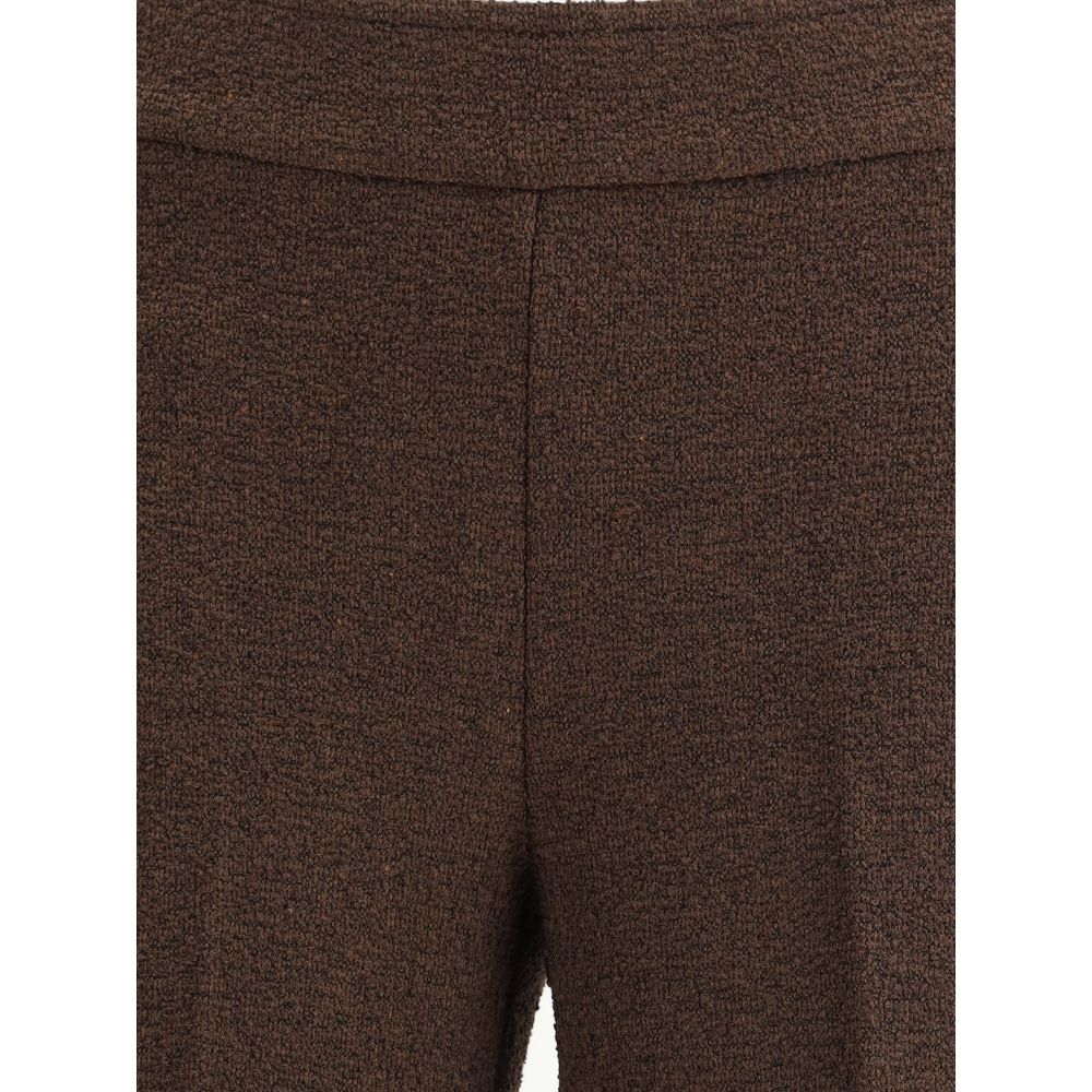Brown Polyester Casual Pants