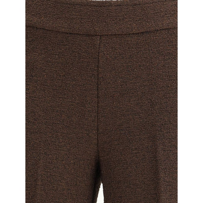 Brown Polyester Casual Pants