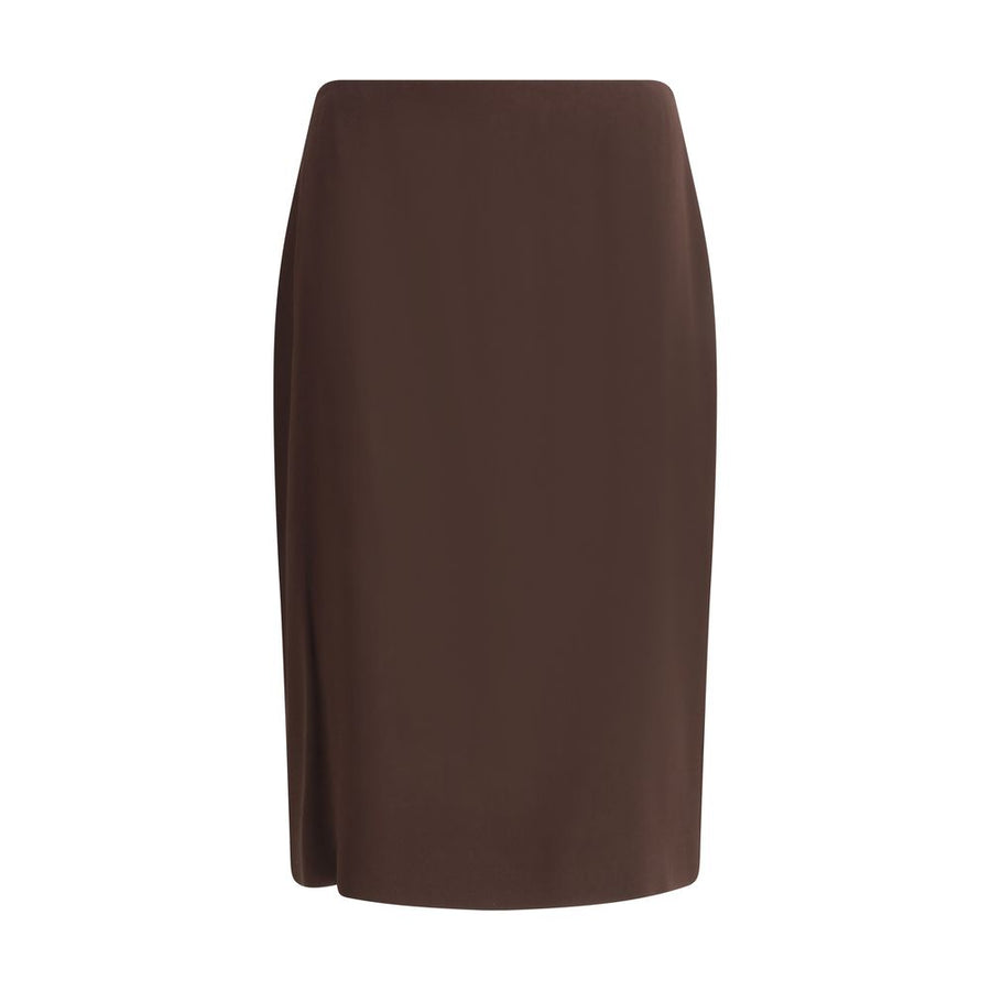 Brown Acetate Midi Skirt