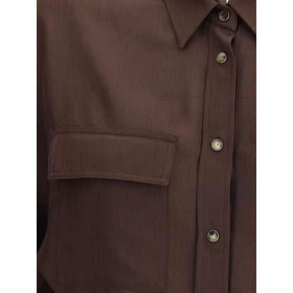 Brown Polyester Dress Shirt