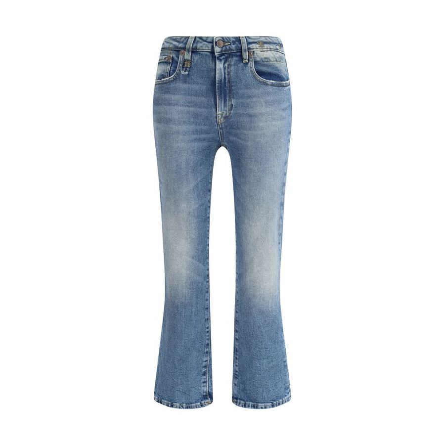 Blue Cotton Flared Jeans