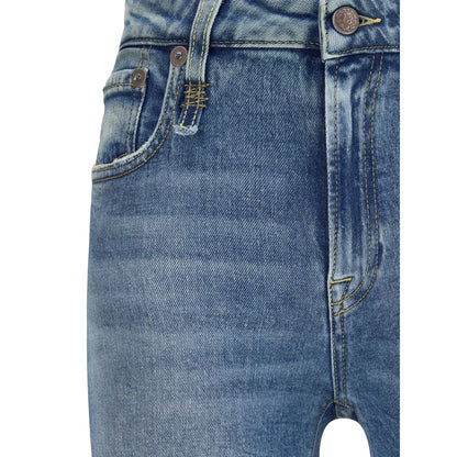 Blue Cotton Flared Jeans