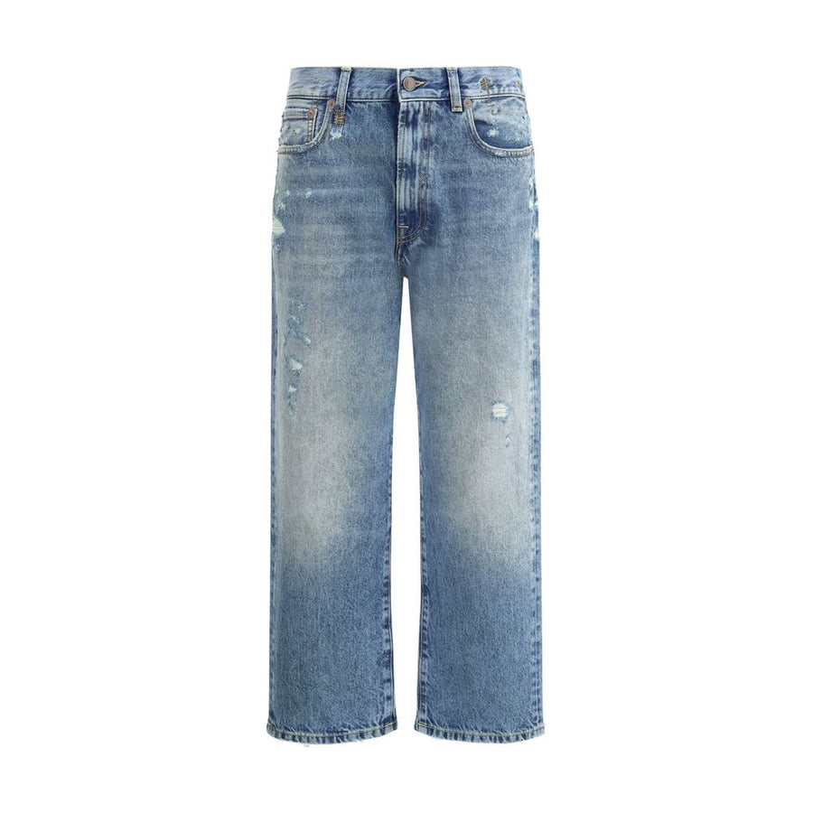 Blue Cotton Boyfriend Jeans