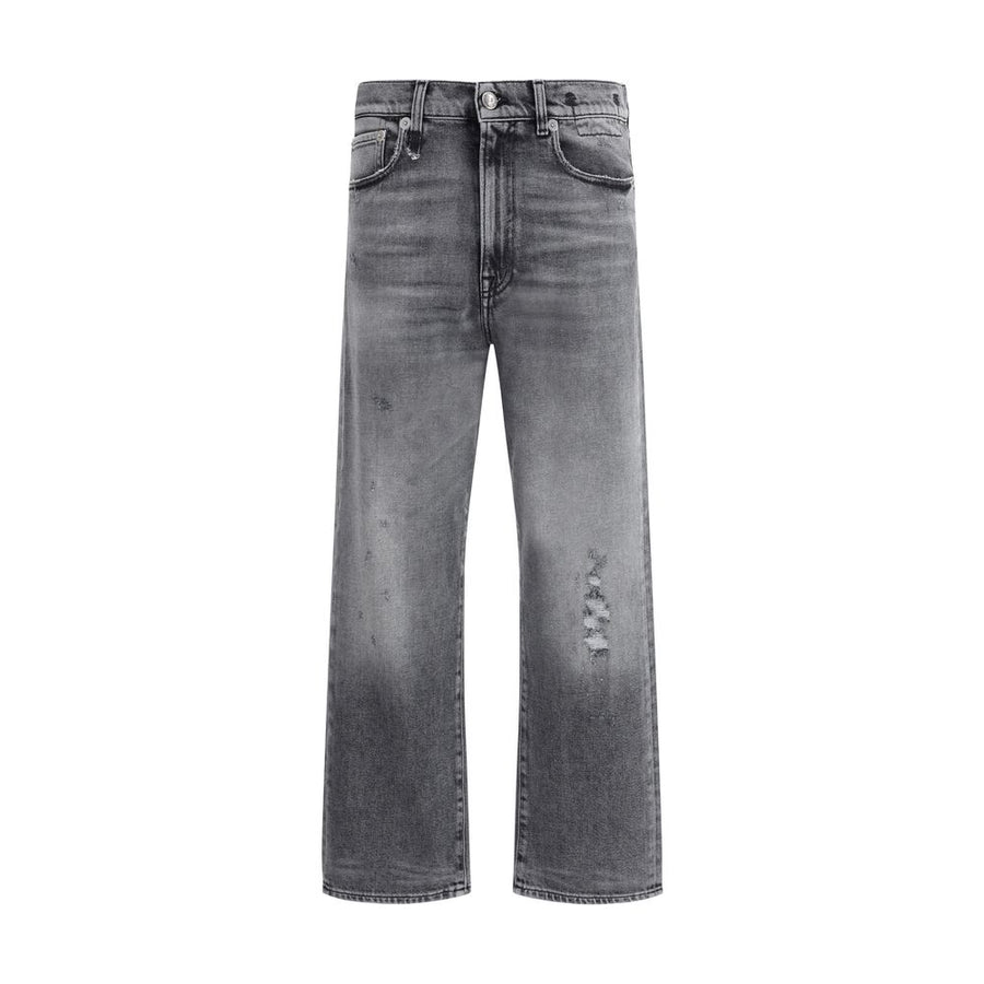 Gray Cotton Boyfriend Jeans