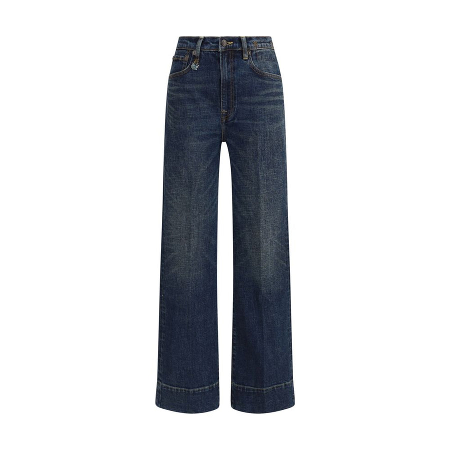 Blue Cotton Straight-Leg Jeans
