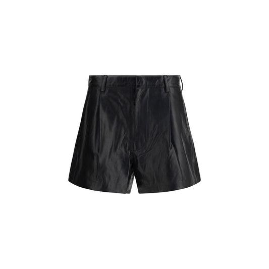 Black Calf Leather Bos Taurus Bermuda Shorts