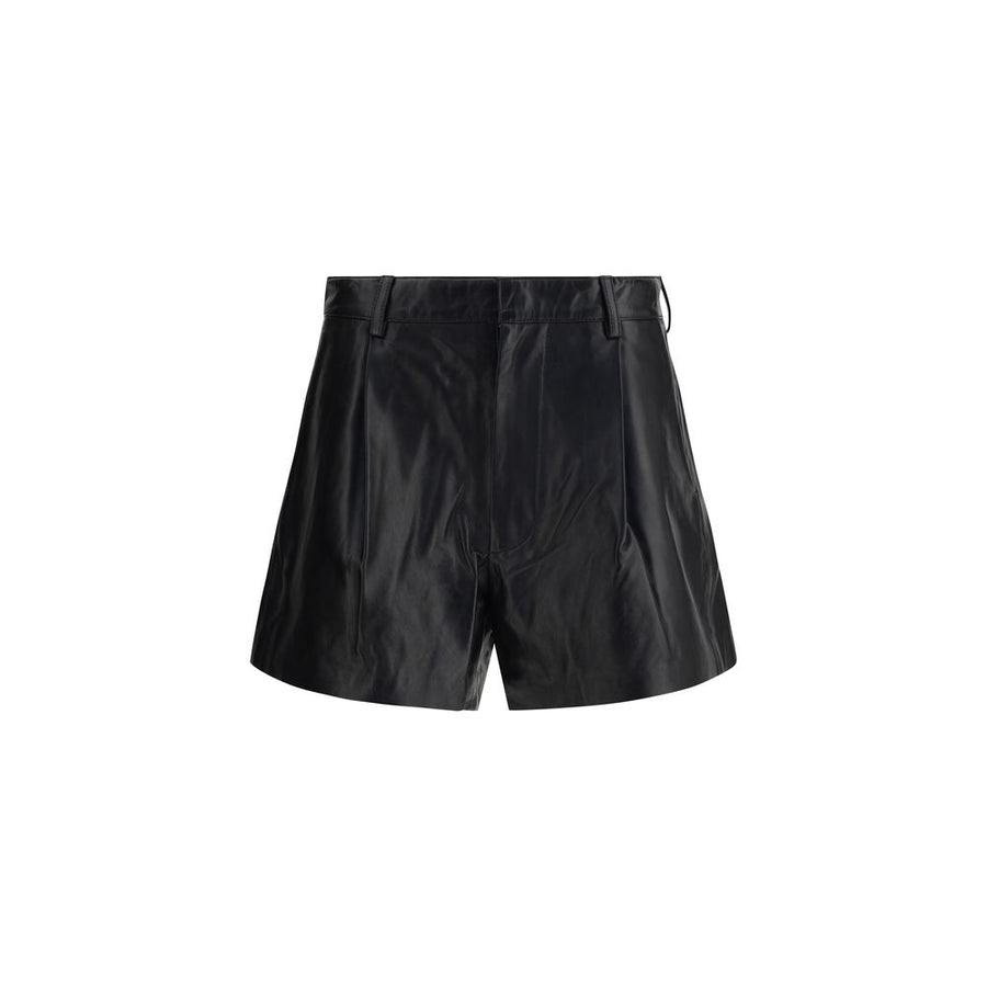 Black Calf Leather Bos Taurus Bermuda Shorts