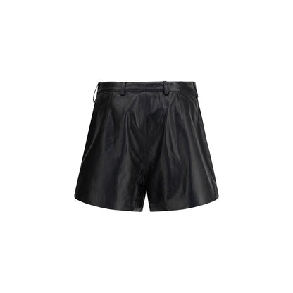 Black Calf Leather Bos Taurus Bermuda Shorts