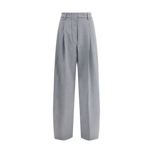 Gray Polyester Casual Pants