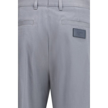Gray Cotton Casual Pants