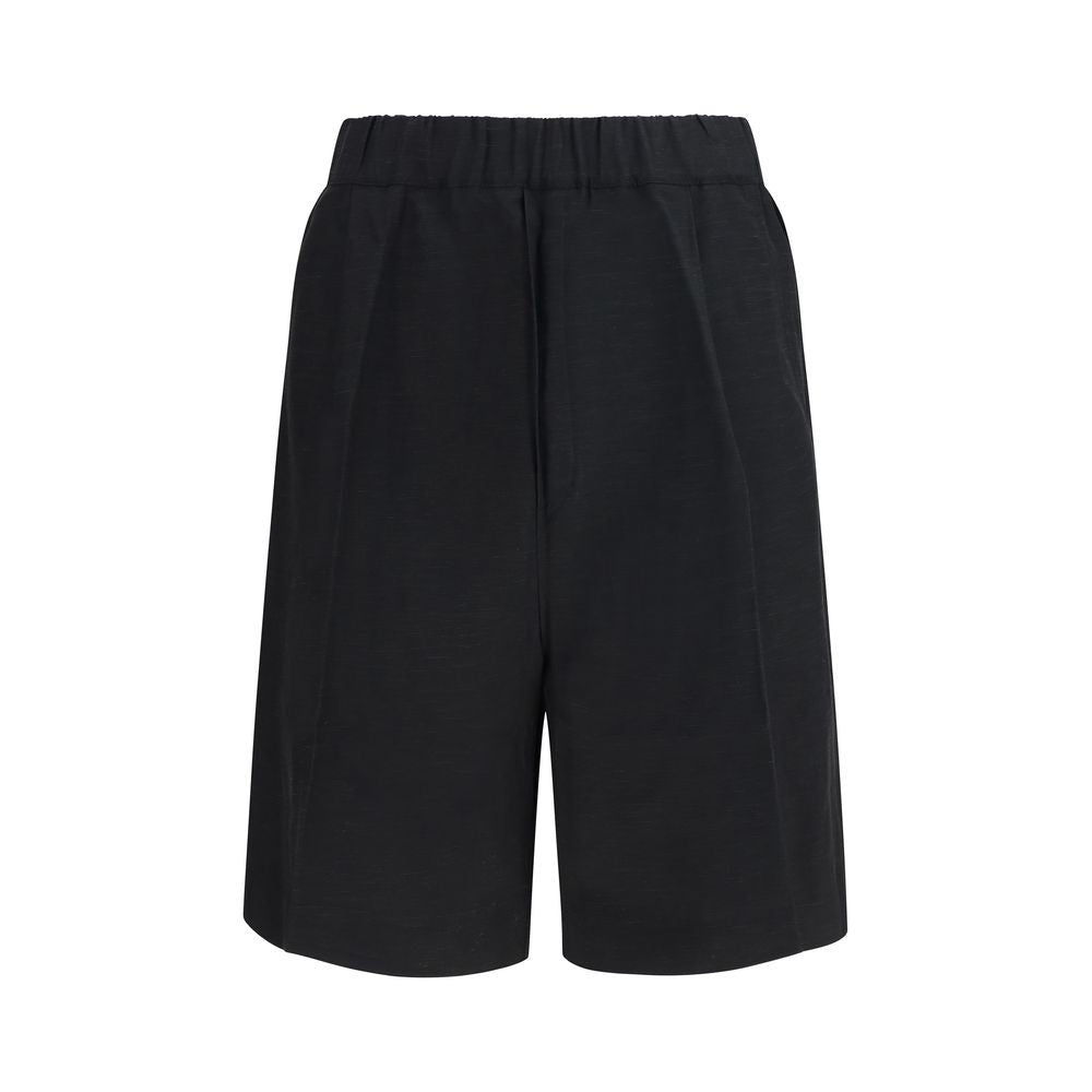 Black Viscose Bermuda Shorts
