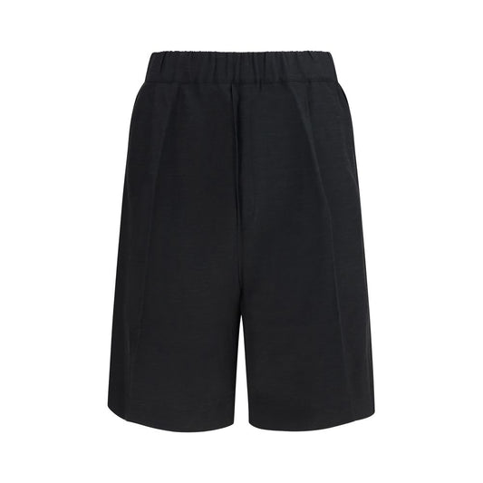 Black Viscose Bermuda Shorts
