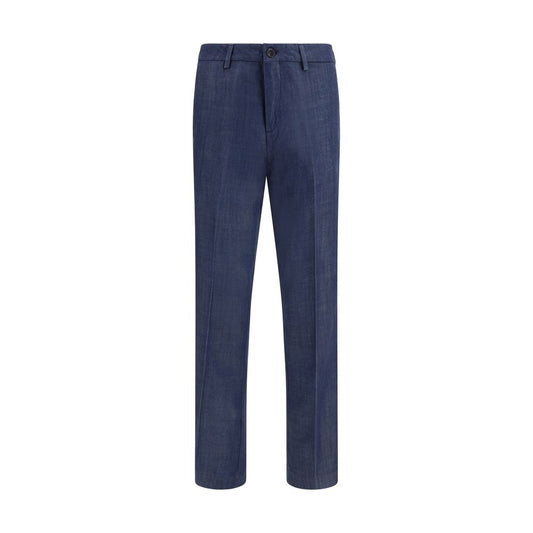 Blue Tencel Casual Pants