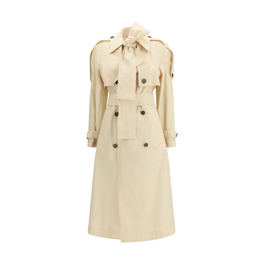 Beige Polyester Trench Coat