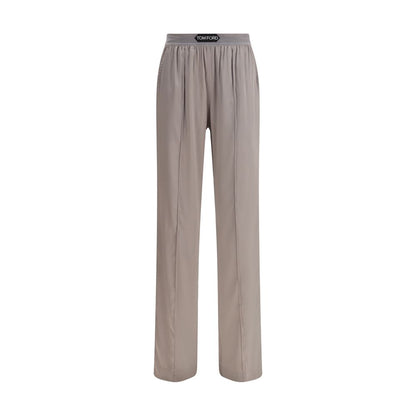 Silver Elastane Casual Pants