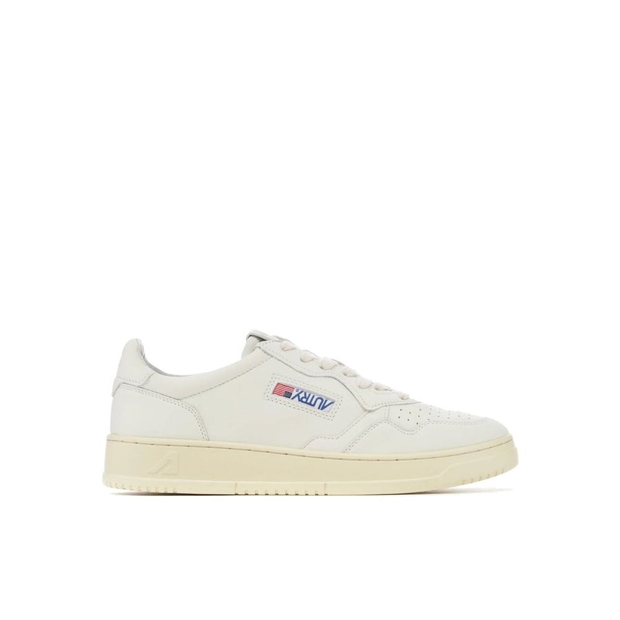 White Leather Low Top Sneakers