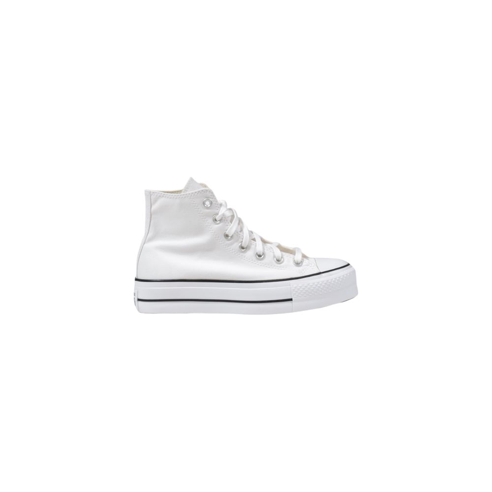 White Polyester Platform Sneakers