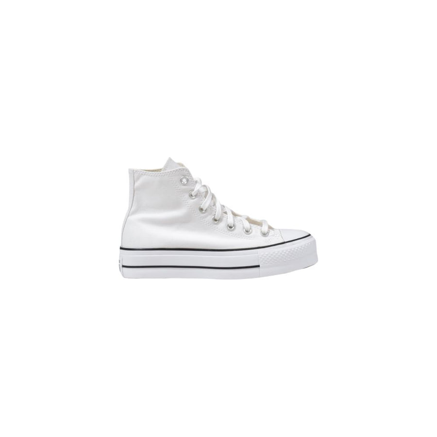 White Polyester Platform Sneakers