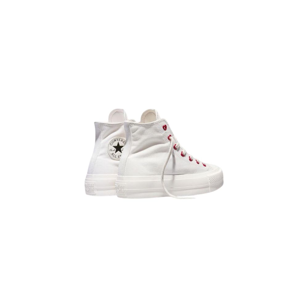 White Fabric Platform Sneakers