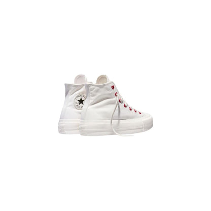 White Fabric Platform Sneakers